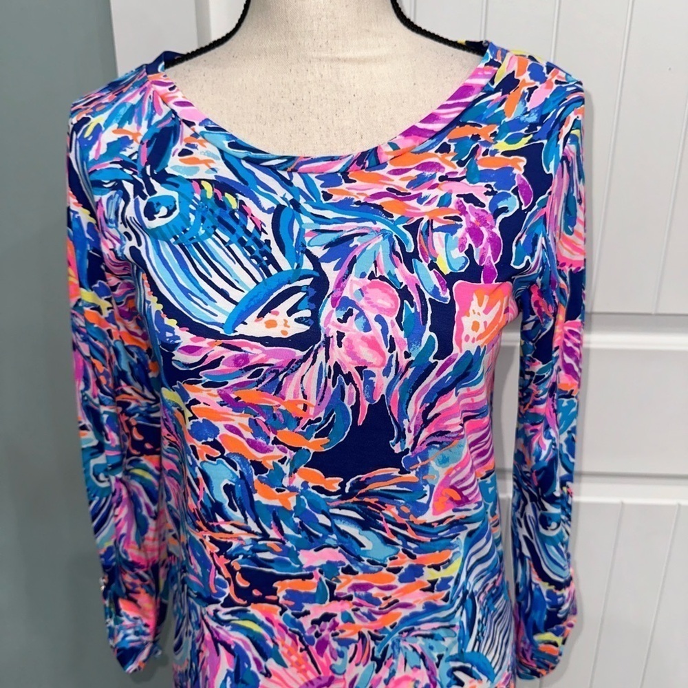 Lilly Pulitzer Linden Dress In Multicolored vibrant fish resort size small - Picture 4 of 9